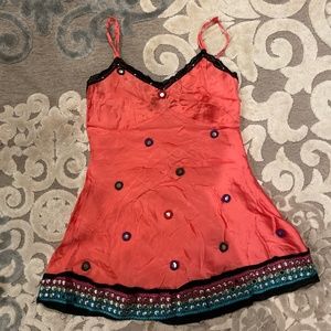 Silk and lace embellished top size S